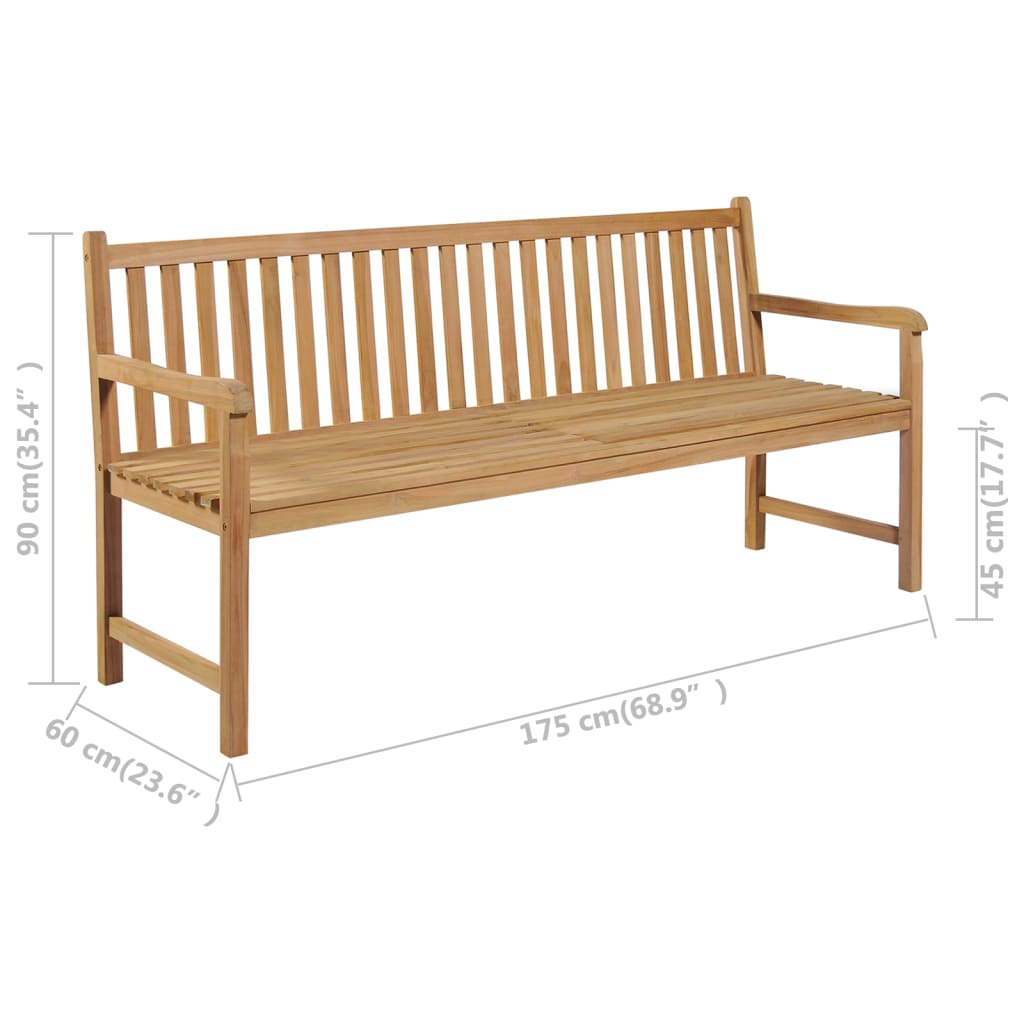 Garden Bench 175 cm Solid Teak Wood
